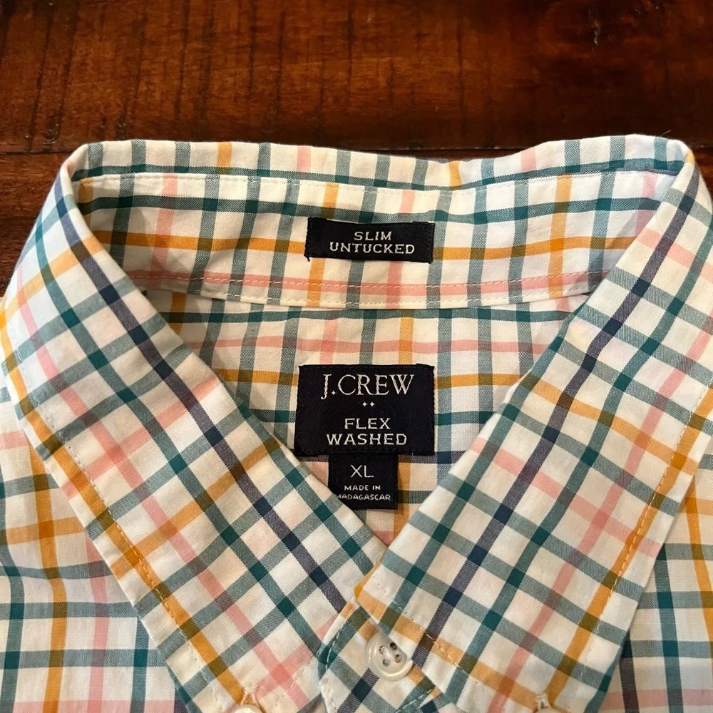 J. Crew Orange and Blue Casual Button Down Shirt